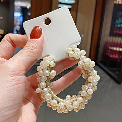 Soie De Maïs Accessoires pour cheveux élastiques enveloppés de perles d'imitation ABS, pour les filles ou les femmes, aussi comme bracelets, cornsilk, 60mm