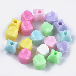 Mixed Color Opaque Acrylic Beads, Lantern, Mixed Color, 9x8.5x8.5mm, Hole: 2.5mm, about 1350~1385pcs/500g
