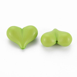 Vert Jaune Perles acryliques opaques, cœur, vert jaune, 17x22x10mm, Trou: 1.4mm, environ255 pcs / 500 g