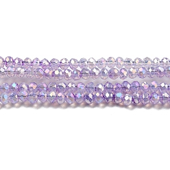 Lilas Brins de perles de verre peint à cuisson transparente, couleur ab , facette, ronde, lilas, 2.5x2mm, Trou: 0.7mm, Environ 148~152 pcs/chapelet, 12.05~12.36 pouce (30.6~31.4 cm)