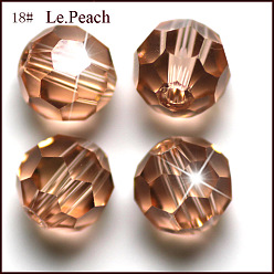Melocotón de Soplo Imitación perlas de cristal austriaco, aaa grado, facetado (32 facetas), rondo, peachpuff, 4 mm, agujero: 0.7~0.9 mm