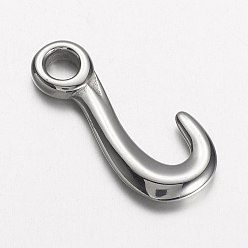 Stainless Steel Color 304 Stainless Steel Hook Clasps, Stainless Steel Color, 34x15.5x3.5mm, Hole: 5mm