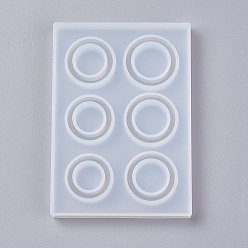 Blanc Moules à anneaux en silicone, moules de résine, pour la résine UV, fabrication de bijoux en résine époxy, blanc, 83x59x8 mm, taille intérieure: 18 mm et 19 mm