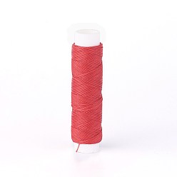 Red Round Waxed Polyester Twisted Cord, Micro Macrame Cord, for Leather Projects, Bookbinding, Red, 0.65mm, about 21.87 yards(20m)/roll