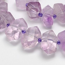 Amethyst Faceted Natural Amethyst Nuggets Bead Strands, 15~25x10~18mm, Hole: 1mm, about 25pcs/strand, 15.3 inch