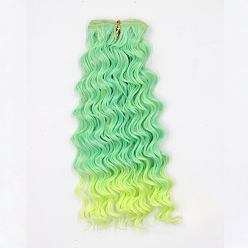Medium Spring Green High Temperature Fiber Long Instant Noodle Curly Hairstyle Doll Wig Hair, for DIY Girl BJD Makings Accessories, Medium Spring Green, 7.87~9.84 inch(20~25cm)