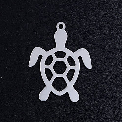 Stainless Steel Color 201 Stainless Steel Pendants, Turtle, Stainless Steel Color, 23x18.5x1mm, Hole: 1.5mm
