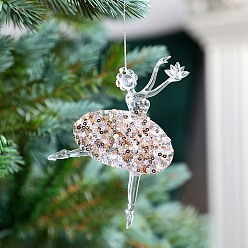 Human Acrylic with Sequin Pendant Decoration, Christmas Tree Hanging Decorations, for Party Gift Home Decoration, Human, 140x95mm