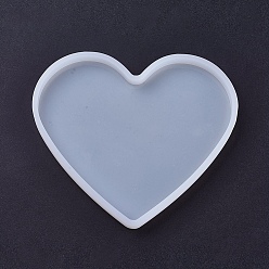 Белый Силиконовые формы, формы для литья смолы, для уф-смолы, изготовление ювелирных изделий из эпоксидной смолы, сердце, белые, 142x155x12 мм, внутренний: 110x148 mm