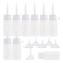 White Plastic Glue Bottles Sets, with Transparent Funnel Hopper, White, Glue Bottles: 10.65x2.85cm, capacity: 30ml, 40pcs/set