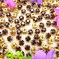 Granate Coser redondo plano en diamantes de imitación, diamantes de imitación de cristal, Enlaces multifilares, con ajuste de puntas de latón, granate, 6 mm, sobre 1400~1440 unidades / bolsa