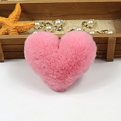 Pearl Pink Imitation Fur Pom Pom Balls, for DIY Keychain Bag Making Accessories, Heart, Pearl Pink, 10x8cm