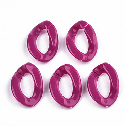 Rose Foncé Anneaux de liaison acryliques opaques, connecteurs à liaison rapide, pour la fabrication de chaînes gourmettes de bijoux, torsion, rose foncé, 23x16x5.5mm, diamètre intérieur: 6x13 mm, environ1160 pcs / 1000 g
