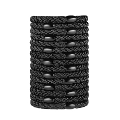 Black Elastic Fibre Hair Ties, for Girls or Women, Black, 53mm, 15pcs/set