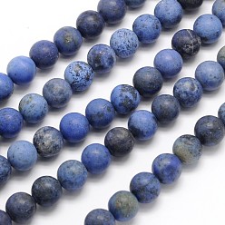 Sodalite Frosted Round Natural Grade AA Sodalite Beads Strands, 8mm, Hole: 1mm, about 49pcs/strand, 15.3 inch