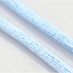 Светло-Голубой Макраме Rattail китайские шнуры узел приготовления круглый нейлон плетеный строк темы, атласный шнур, Небесно-голубой, 2 мм, около 10.93 ярдов (10 м) / рулон
