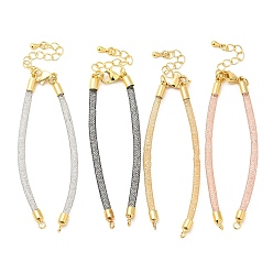 Mixed Color Brass Mesh Chain Link Bracelet Making, with Rhinestone & Lobster Claw Clasp, Fits for Connector Charms, Mixed Color, 4-5/8~6-5/8 inch(16.6~16.9cm), Hole: 2mm