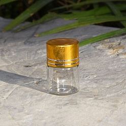 Goldenrod Glass Bead Containers, Column with Aluminum Lid, Goldenrod, 2.2x3cm, Capacity: 5ml(0.17fl. oz)
