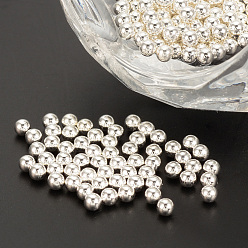Argent Des perles en acier inoxydable, perles non percées / sans trou, ronde, argenterie, 3.0mm, environ9000 pcs / 1000 g