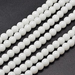 White Synthetic Quartz Round Bead Strands, White, 6mm, Hole: 1mm, about 66pcs/strand, 15.7 inch