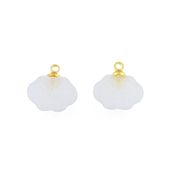Humo Blanco Colgantes de cristal, con fornituras de aleación de tono dorado, nube auspiciosa, whitesmoke, 13x13x5 mm, agujero: 1.6 mm