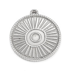 Stainless Steel Color 304 Stainless Steel Pendant Cabochon Settings, Flat Round Links, Stainless Steel Color, Tray: 4mm, 28x25x2mm, Hole: 1.4mm