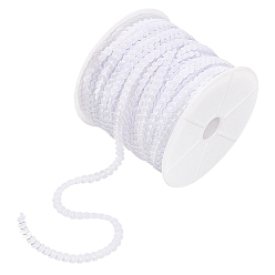 Blanc Perles de paillette en plastique, perles de paillettes, Accessoires d'ornement, plat rond, blanc, 6 mm, environ 100 mètres / rouleau
