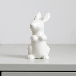 Blanc Figurines de lapin en céramique sur le thème de Pâques, pour la décoration de bureau à domicile, blanc, 50x100mm