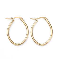 Golden 201 Stainless Steel Hoop Earrings, with 304 Stainless Steel Pins, Oval, Golden, 27.5x20.5x2mm, 12 Gauge, Pin: 1x0.7mm
