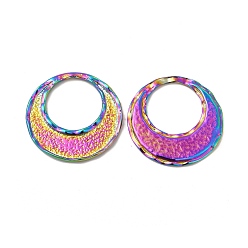Rainbow Color Revestimiento iónico (ip) 304 colgantes de acero inoxidable, anillo redondo, color del arco iris, 30x2 mm, agujero: 17.5 mm