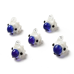 Medium Blue Handmade Lampwork Pendants, Sheep Charms, Medium Blue, 21~27x18~20x18~23mm, Hole: 1.6~5mm