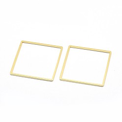 Real 18K Gold Plated Brass Linking Rings, Cadmium Free & Nickel Free & Lead Free, Square, Real 18K Gold Plated, 35x35x1mm