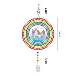 Единорог DIY пластиковый ловец солнца висит знак Алмазная картина комплект, для украшения дома, круглые, рисунок единорога, 405 мм
