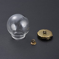 Bronze Antique Fabrication de pendentifs de couverture de bulle de globe de bricolage, avec pendentif en perles de fer et perles de verre soufflé faites à la main transparentes, bronze antique, 20.5~22x20mm, demi-trou: 11.5 mm, 5 pièces / kit