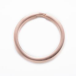 Rose Gold Ion Plating(IP) 304 Stainless Steel Split Key Rings, Keychain Clasp Findings, Rose Gold, 30x2.5mm
