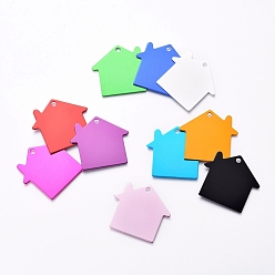 Mixed Color Pet Aluminium Pendants, Stamping Blank Tag, House, Mixed Color, 35x38x1mm, Hole: 3mm