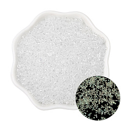 Blanco Resplandor luminoso en las cuentas de semillas de vidrio oscuro, rondo, blanco, 2.5 mm, agujero: 1 mm, sobre 700 unidades / bolsa