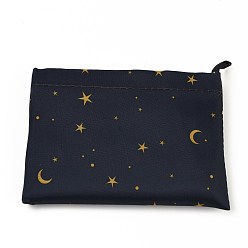 Moon Foldable Eco-Friendly Nylon Grocery Bags, Reusable Waterproof Shopping Tote Bags, with Pouch and Bag Handle, Moon Pattern, 52.5x60x0.15cm