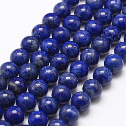 Lapislázuli Naturales lapis lazuli de hebras de cuentas, rondo, 8 mm, agujero: 1 mm, sobre 45~49 unidades / cadena, 15.5 pulgada (395 mm)