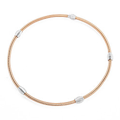 Light Gold Spring Bracelets, Minimalist Bracelets with Beads, Plated Steel French Wire/Gimp Wire, for Stackable Wearing, Light Gold, 12 Gauge, 2mm, Inner Diameter: 58.5mm