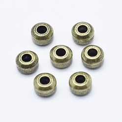 Antique Bronze Brass Spacer Beads, Long-Lasting Plated, Cadmium Free & Nickel Free & Lead Free, Rondelle, Antique Bronze, 5x3mm, Hole: 1.5mm