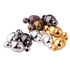 Mixed Color PandaHall Elite Mixed Color Oval Brass Magic Magnetic Clasps with Loops for Jewelry Making, 10 Sets/bag