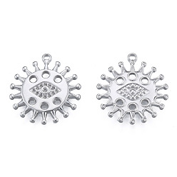Stainless Steel Color 304 Stainless Steel Pendant Rhinestone Settings, Eye, Stainless Steel Color, Fit For 1.5mm Rhinestone, 22.5x20x2mm, Hole: 1.5mm