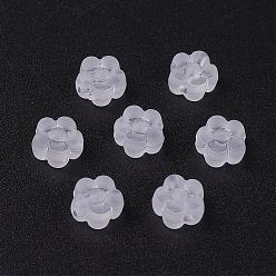 White Transparent Acrylic Beads, Flower, Frosted, White, 6.5x3mm, Hole: 1mm, about 6250pcs/500g