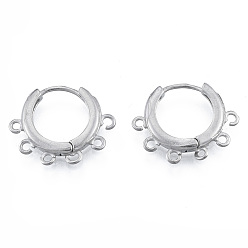 Stainless Steel Color 304 Stainless Steel Hoop Earrings Findings, with Vertical Loops, Stainless Steel Color, 17.5x21x2.5mm, Hole: 1mm, Pin: 1mm