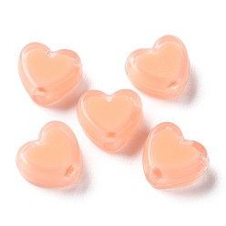 Saumon Clair Perles acryliques de coeur, Perle en bourrelet, saumon clair, 7x8x4mm, Trou: 1.8mm, environ2777 pcs / 500 g
