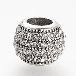 Cristal Perles de strass en alliage, Perles avec un grand trou   , rondelle, cristal, 11.5~12x9.5mm, Trou: 5.5mm