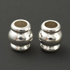 925 Sterling Silver Plated Brass Beads, Long-Lasting Plated, Column, 925 Sterling Silver Plated, 6x5.5mm, Hole: 3mm