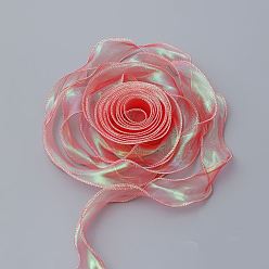 Roja Cola de pez hilo cinta flor papel de regalo, nieve hilo cinta ola banda ramo papel, diy artesanía, rojo, 40 mm, sobre 9 m / rollo
