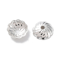 925 Sterling Silver Plated Brass Bead Caps, Cadmium Free & Lead Free, Flower, 925 Sterling Silver Plated, 7x7x2mm, Hole: 1.2mm